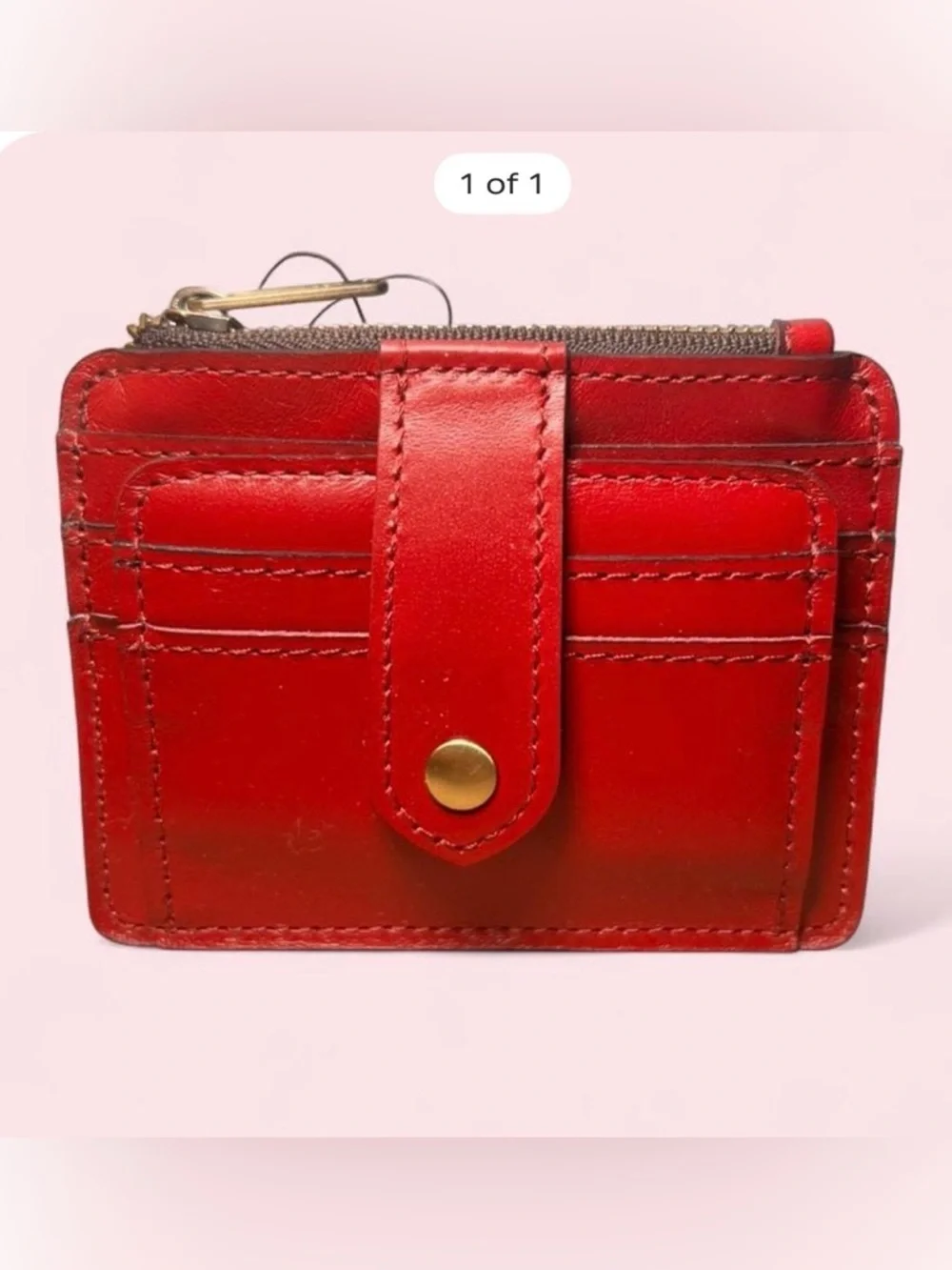 NWT Patricia Nash Cassis Leather ID Wallet- Berry Red